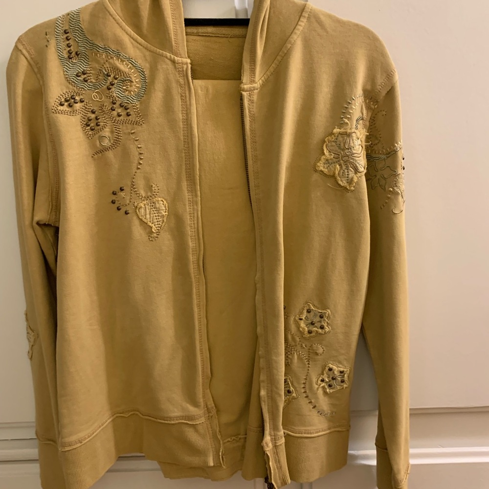Vertigo hooded sport suit mustard color embellished with embroidery  Size L